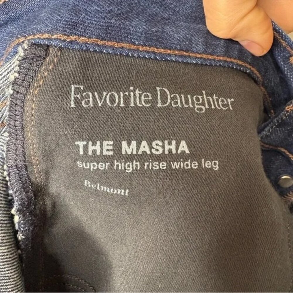 Favorite Daughter Masha Super High Rise Wide Leg Dark Wash Belmont Cuffed Sz 26 - Picture 3 of 3